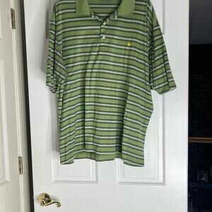 The Masters. Pima Cotton. Green Striped Polo Shirt.  XL
